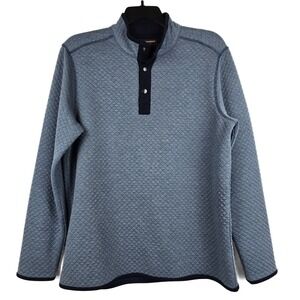 Johnston & Murphy Mens Blue Quilted Mock Neck Snap Pullover Sweater Large